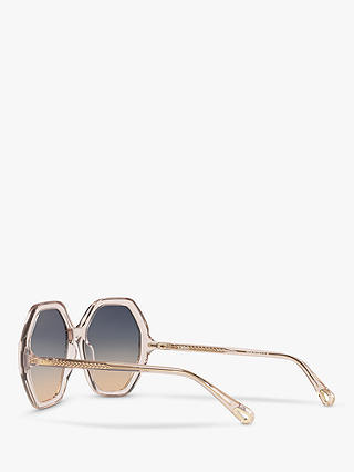 Chloé CH0008S Women's Irregular Sunglasses, Pale Pink/Green Gradient