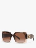 Versace VE4405 Women's Chunky Rectangular Sunglasses, Transparenet Brown/Brown Gradient