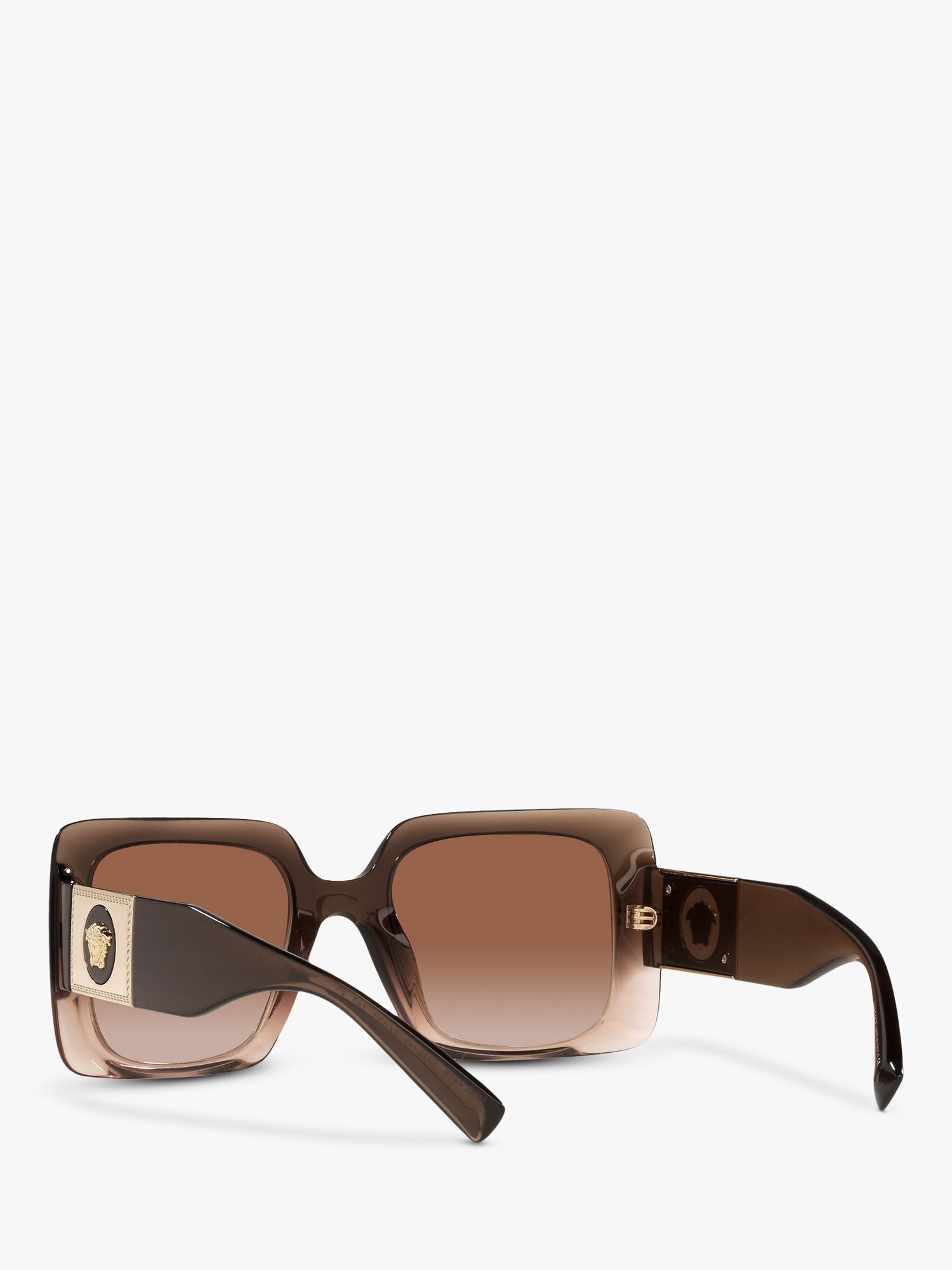 Versace VE4405 Women's Chunky Rectangular Sunglasses, Transparenet Brown/Brown Gradient