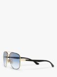 Ray-Ban RB3683 Unisex Square Sunglasses, Shiny Black/Blue Gradient