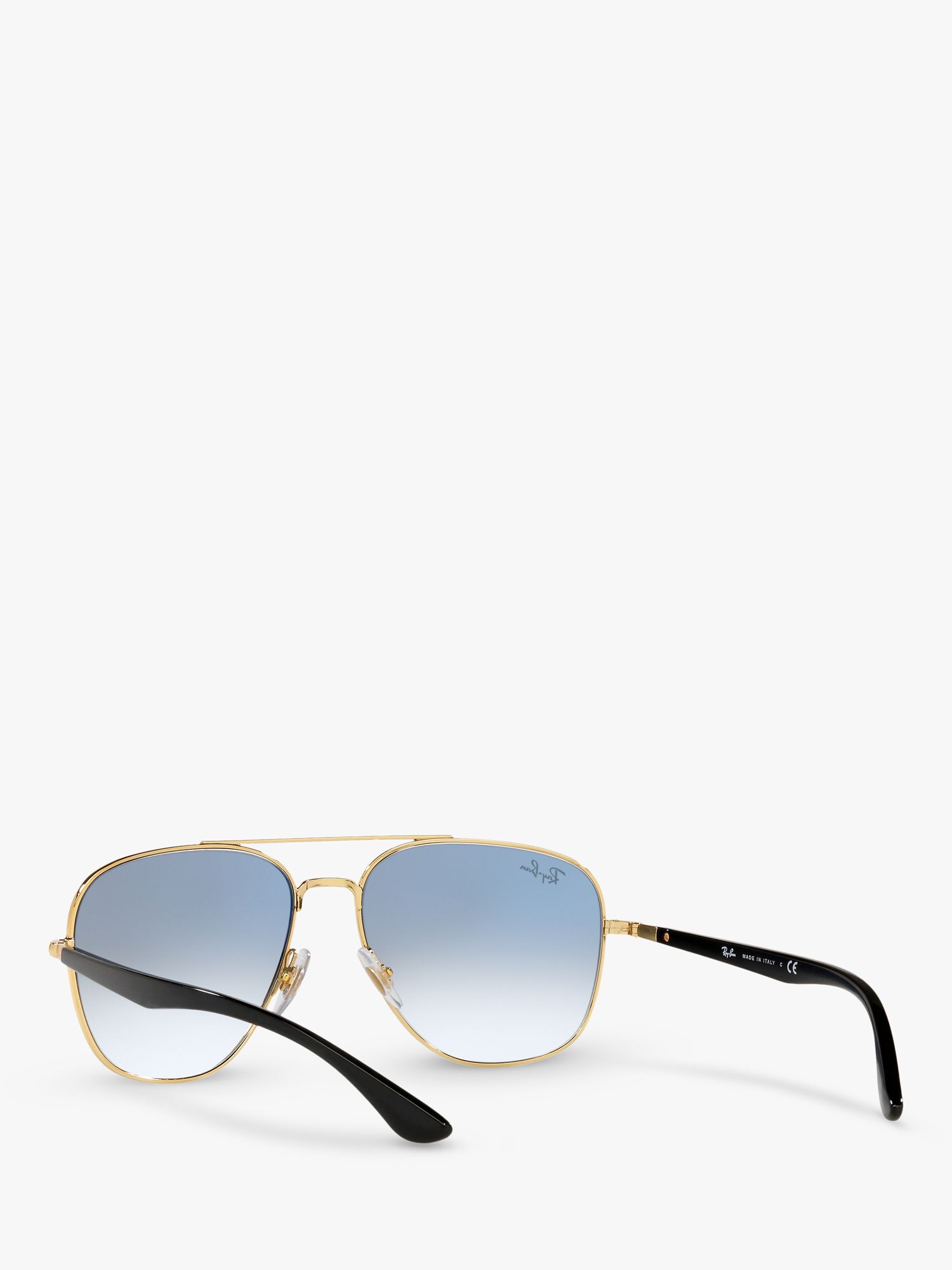 Ray-Ban RB3683 Unisex Square Sunglasses, Shiny Black/Blue Gradient at ...