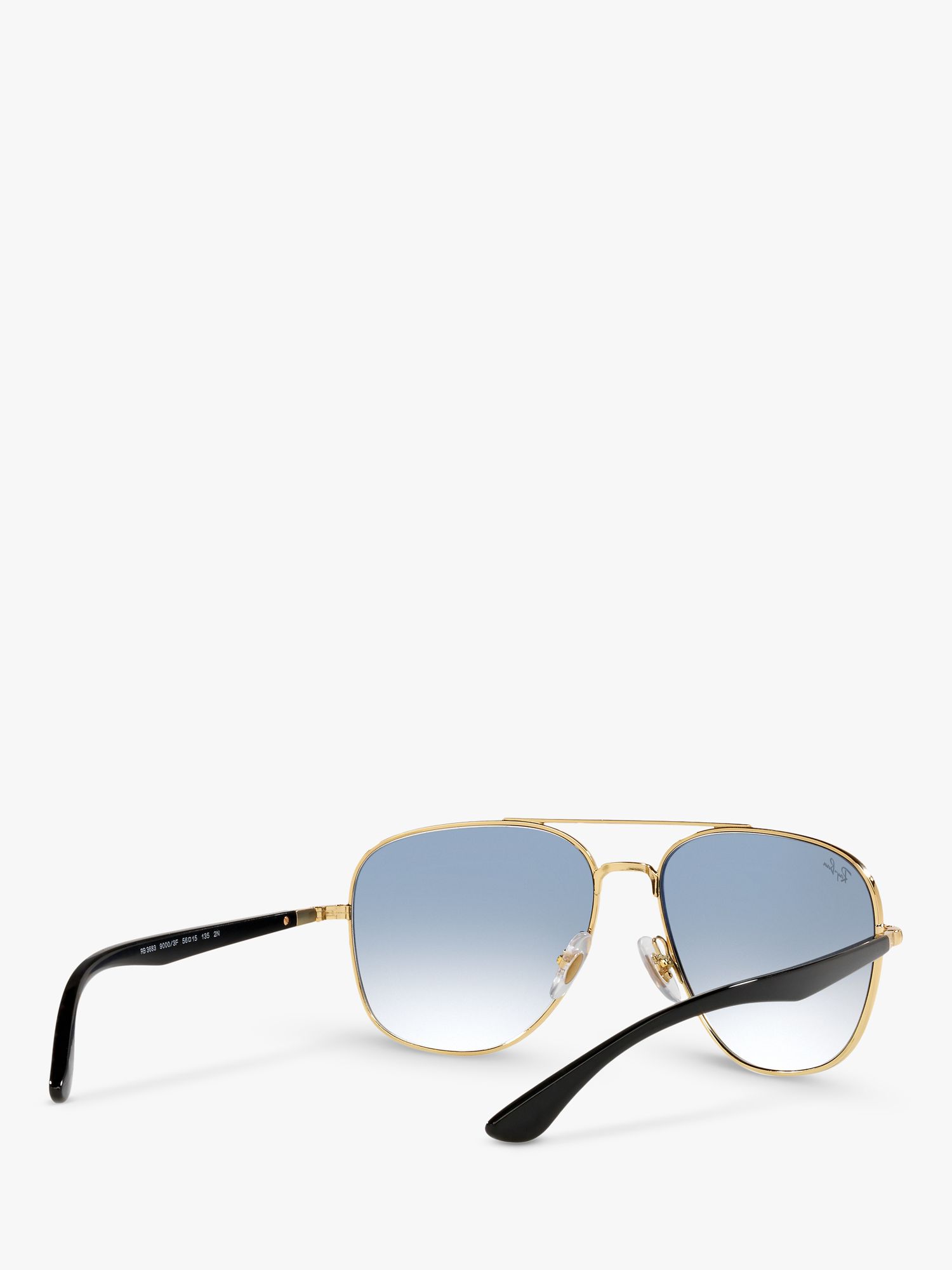 Ray-Ban RB3683 Unisex Square Sunglasses, Shiny Black/Blue Gradient at ...
