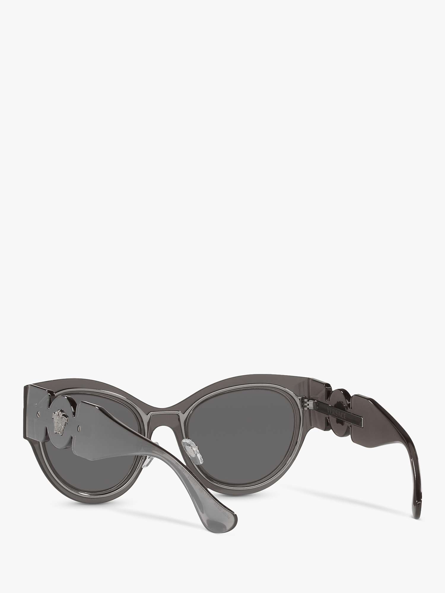 Buy Versace VE2234 Women's Butterfly Sunglasses, Transparent Grey/Mirror Silver Online at johnlewis.com