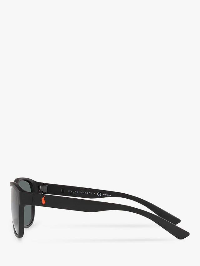 Polo Ralph Lauren PH4180U Unisex Polarised Pillow Sunglasses, Matte Black/Grey