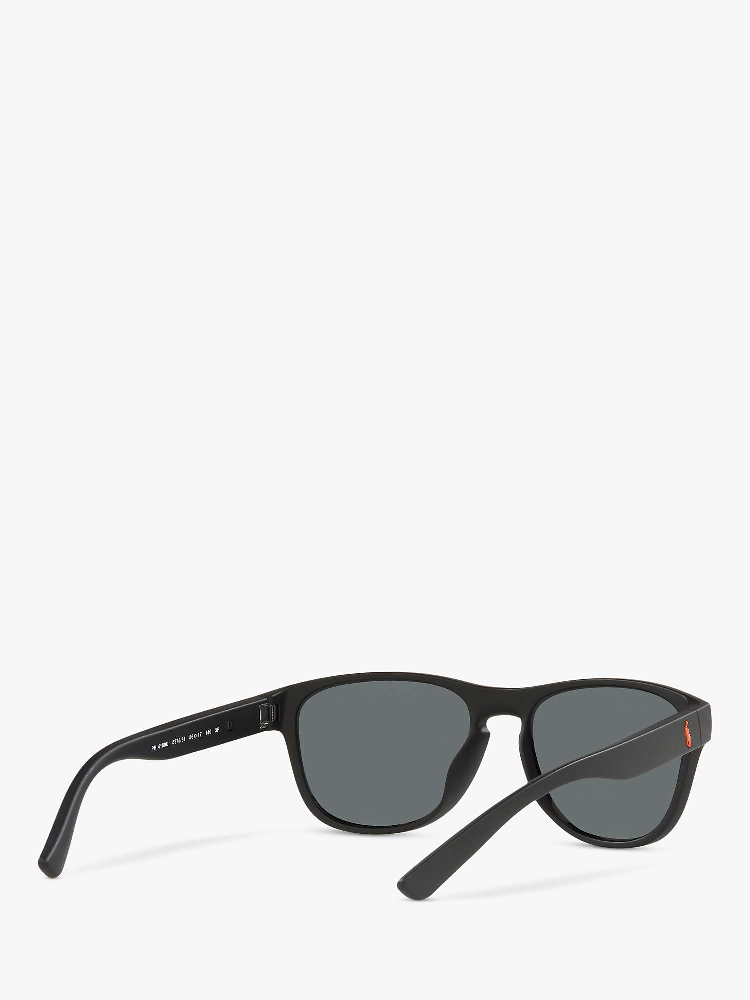 Buy Polo Ralph Lauren PH4180U Unisex Polarised Pillow Sunglasses, Matte Black/Grey Online at johnlewis.com