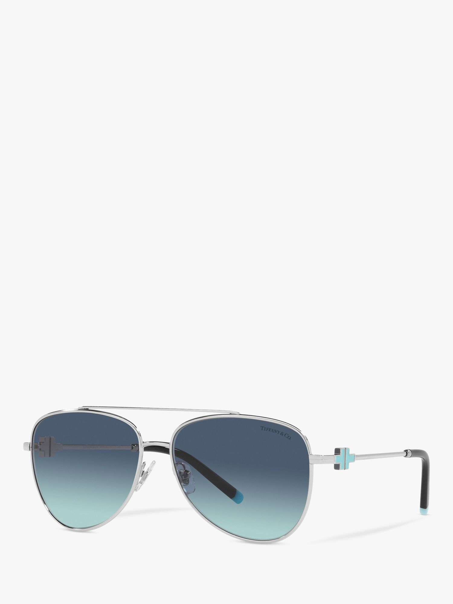 Tiffany & Co TF3080 Women's Aviator Sunglasses, Shiny Silver/Blue ...