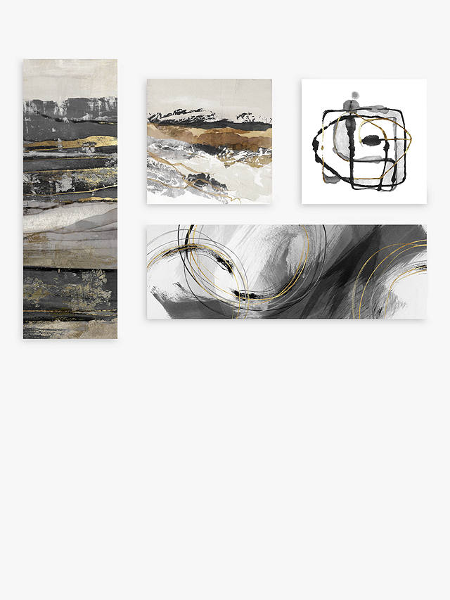 PI Studio - 'Tela' Abstract Canvas Prints, Set of 4, 90 x 30cm, Grey