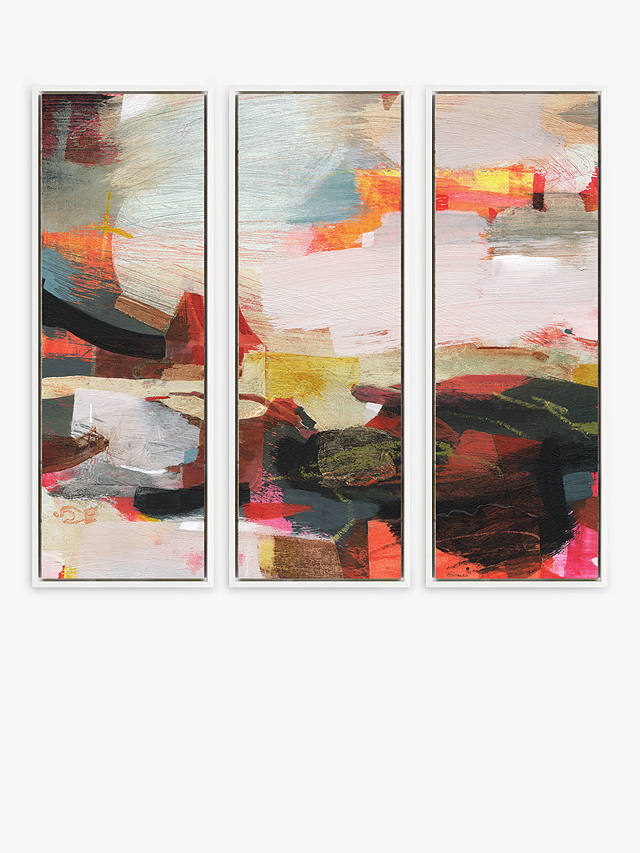 Alice Sheridan - 'Contemporary Sequence' Abstract Framed Canvas, Set of 3, 94 x 34cm, Pink/Multi