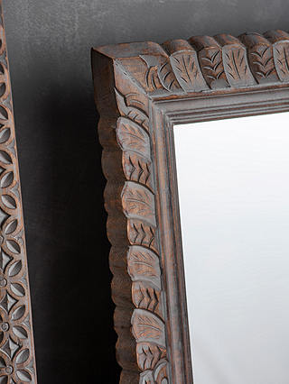 Surat Rectangular Carved Mango Wood Frame Leaner/ Wall Mirror, 98 x 78cm, Grey