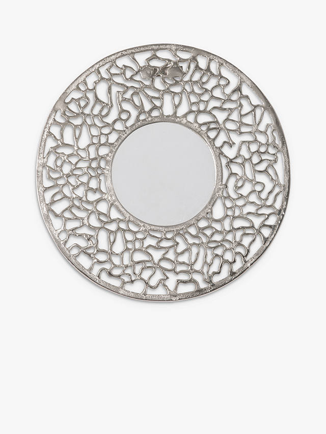Verdant Round Cut-Out Metal Frame Wall Mirror, 52cm, Silver