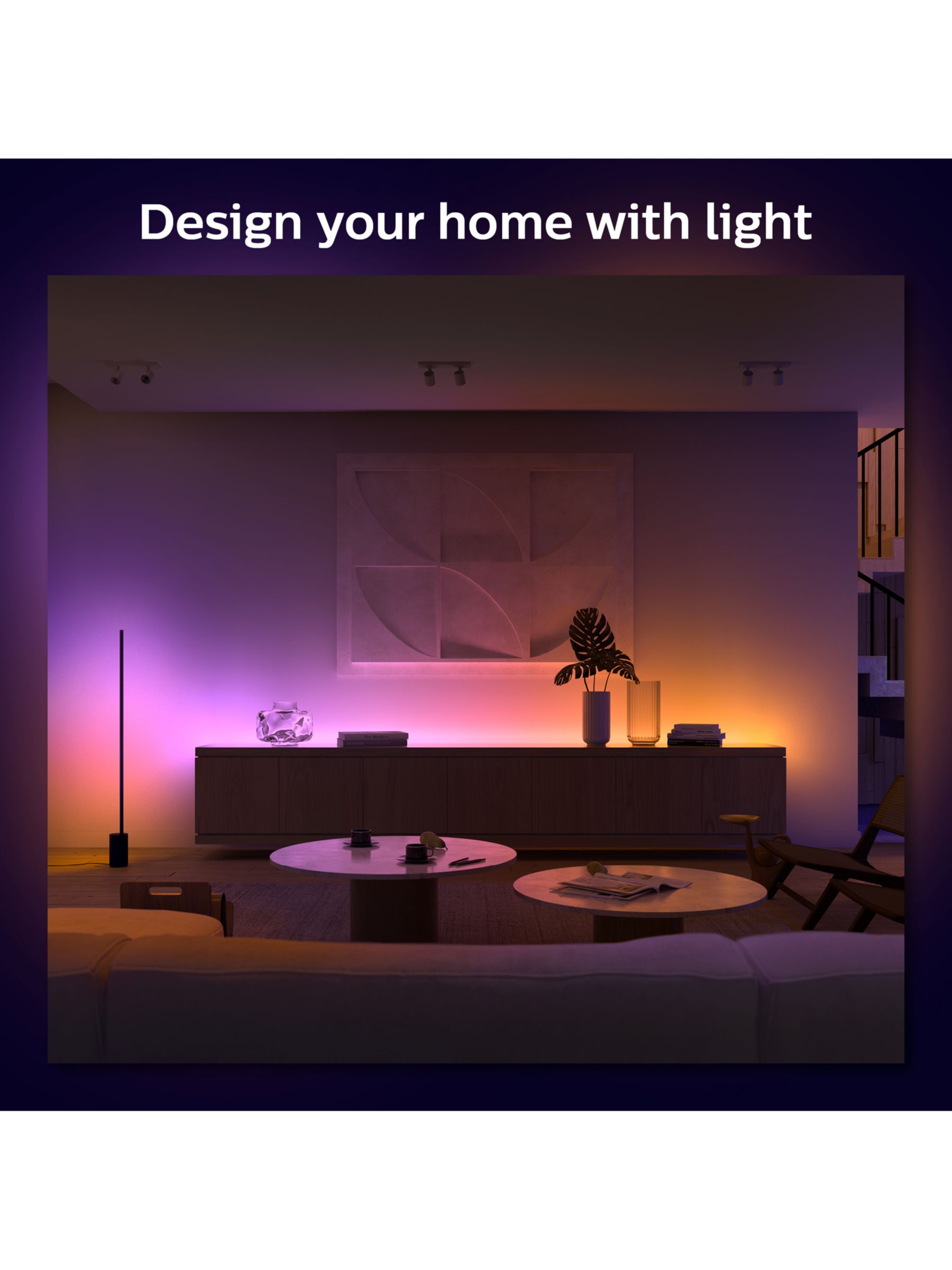 Philips Hue White and Colour Ambiance Gradient Smart Lighting Adjustable  Colour Changing LED Lightstrip Base Unit