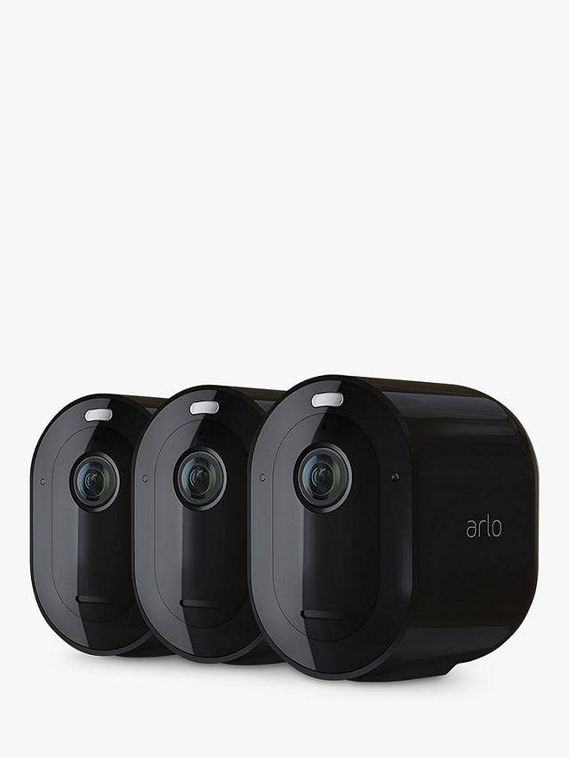 Arlo Pro 4 Wireless Smart Security System with Three 2K HDR Indoor or Outdoor Cameras, Black