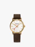 Mondaine Unisex Evo 2 Leather Strap Watch, Brown/Silver MSE40112