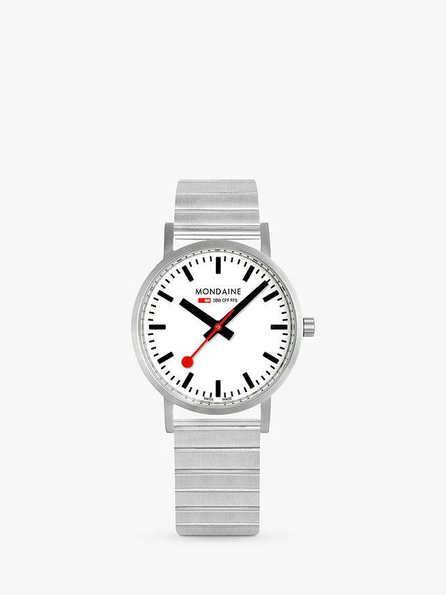 Mondaine Unisex  A660 Classic Metal Bracelet Strap Watch, Silver/White