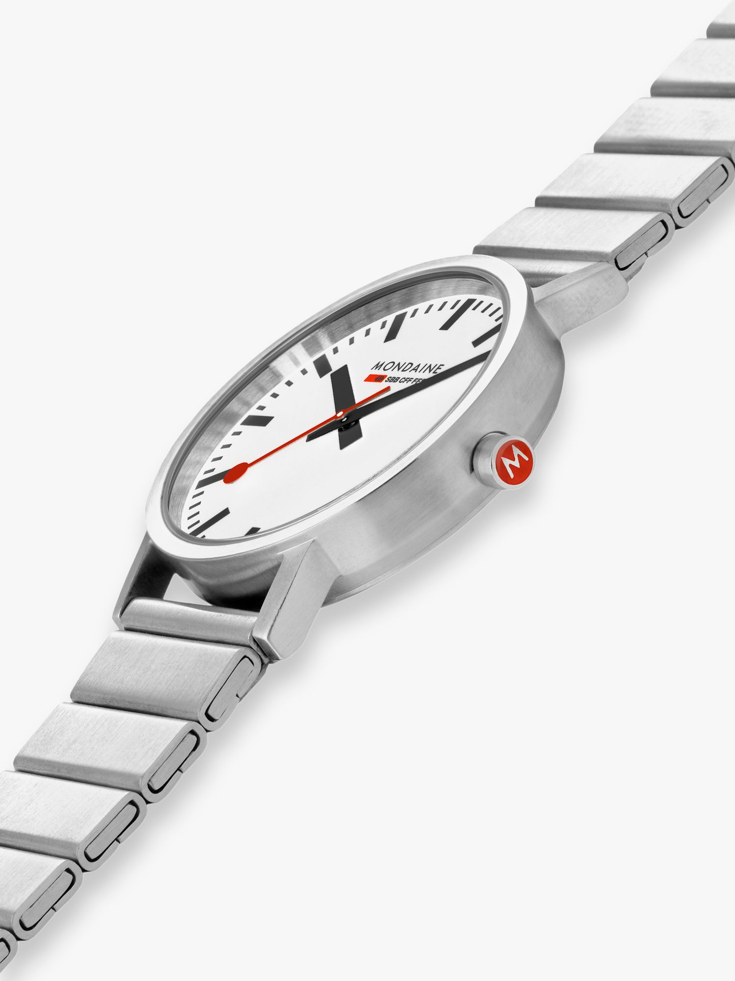 Buy Mondaine Unisex  A660 Classic Metal Bracelet Strap Watch, Silver/White Online at johnlewis.com