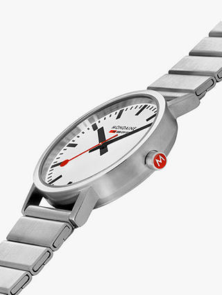 Mondaine Unisex  A660 Classic Metal 40mm Bracelet Strap Watch, Silver/White