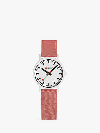 Mondaine Women's Essence MS132111 Textile Strap Watch, Pink/White