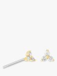 Astrid & Miyu Triple Cubic Zirconia Stud Earrings, Gold/Clear