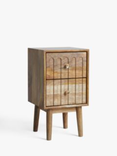 John Lewis ANYDAY Groove 2 Drawer Bedside Table, Natural