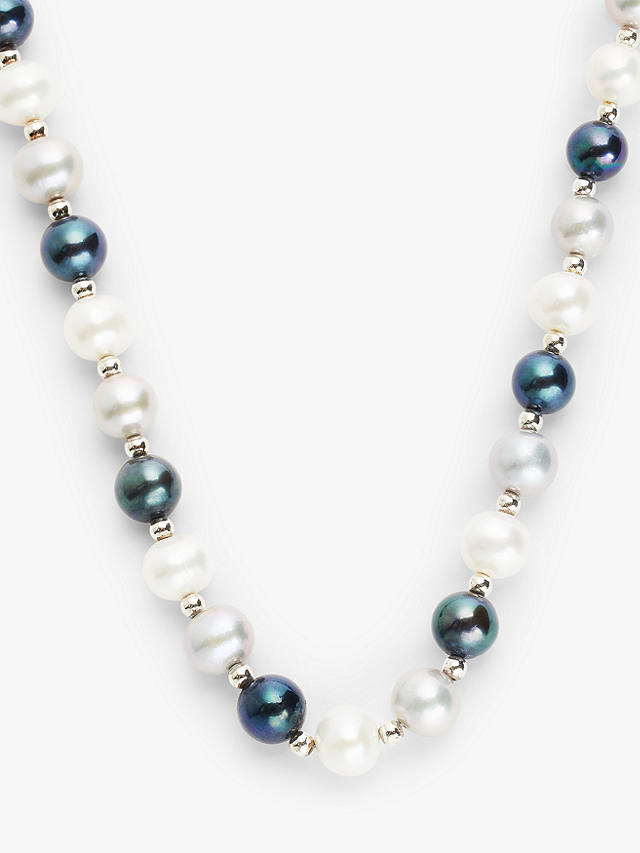 Lido Freshwater Pearl Mix Necklace, Peacock/White