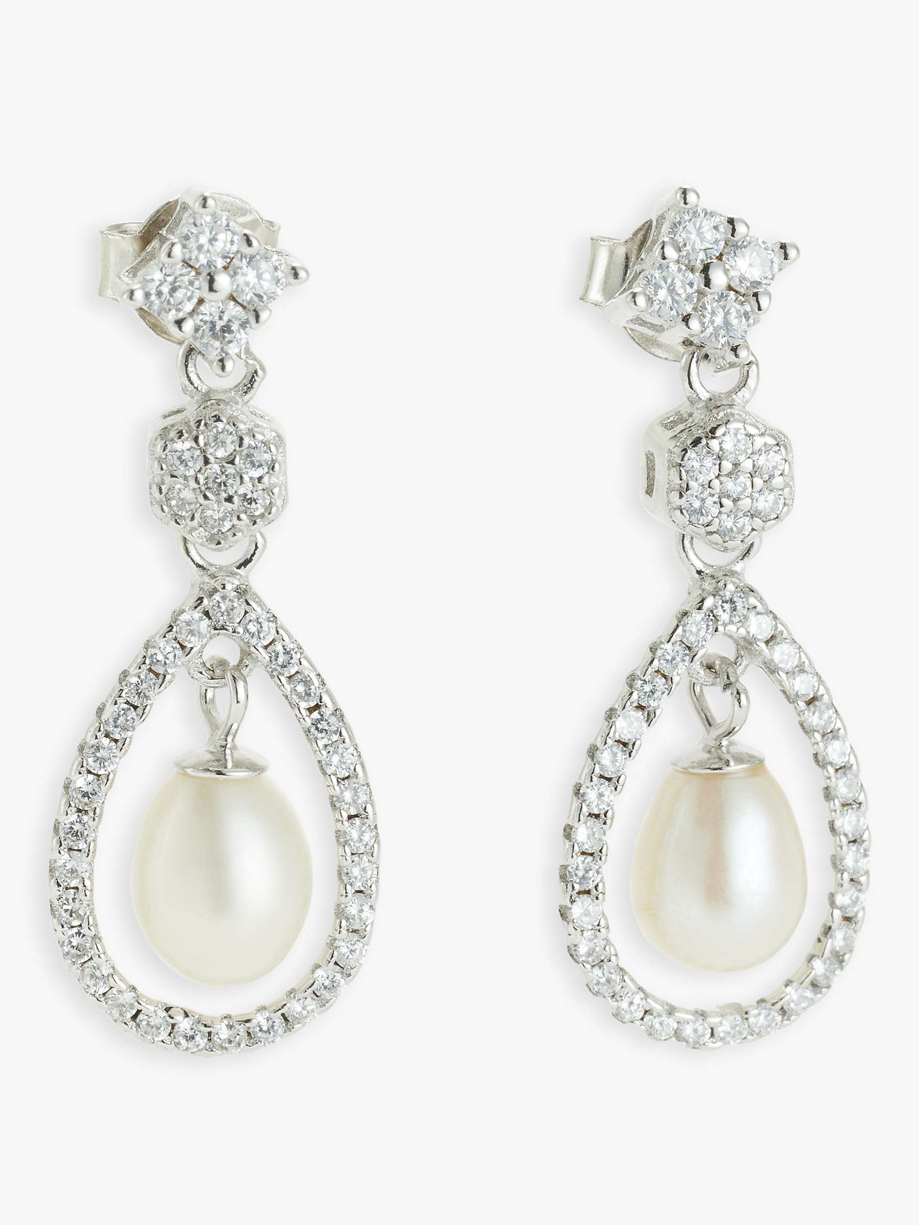 Buy Lido Freshwater Pearl & Cubic Zirconia Teardrop Drop Earrings, Silver/White Online at johnlewis.com