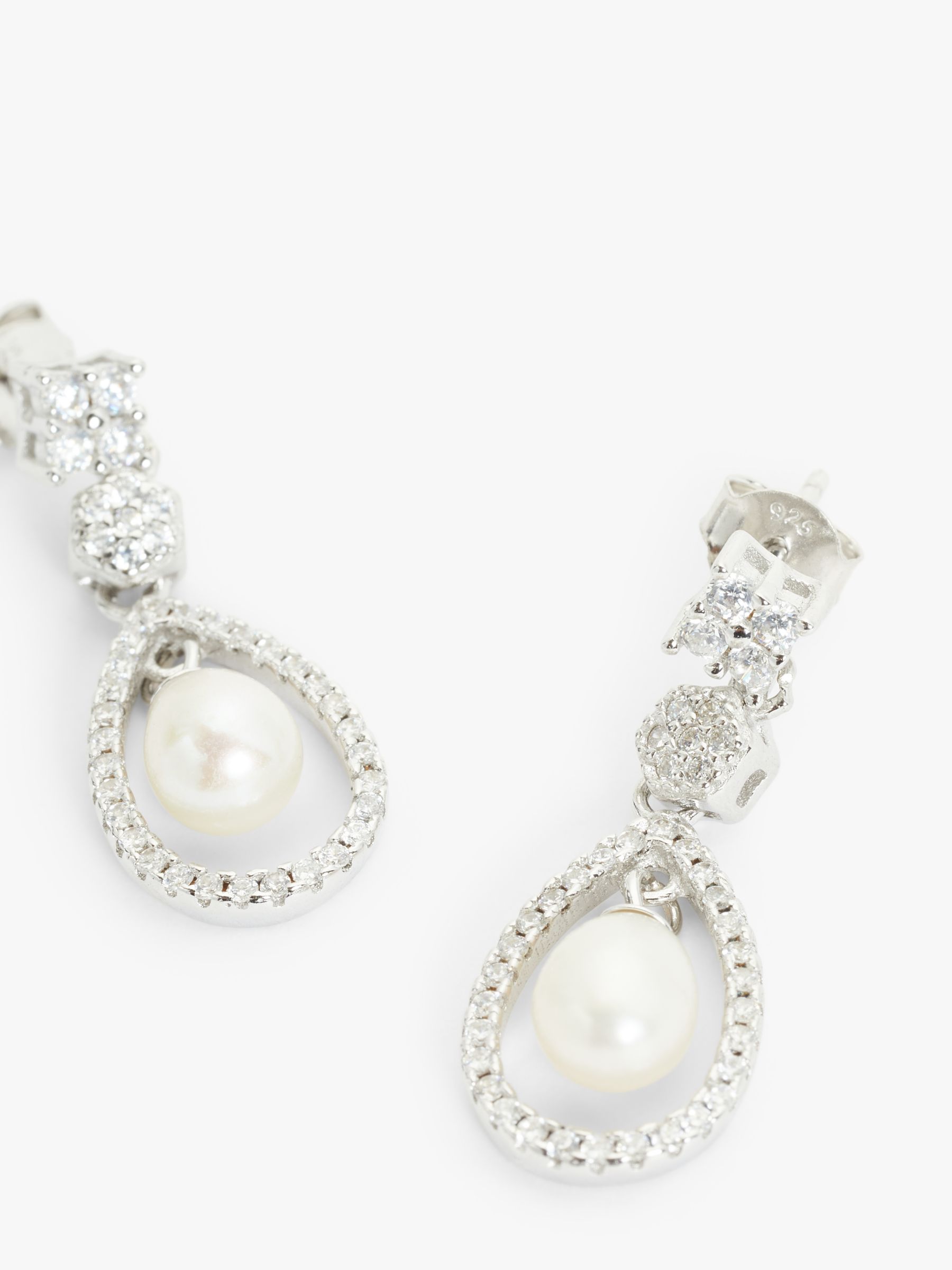 Lido Freshwater Pearl & Cubic Zirconia Teardrop Drop Earrings, Silver/White