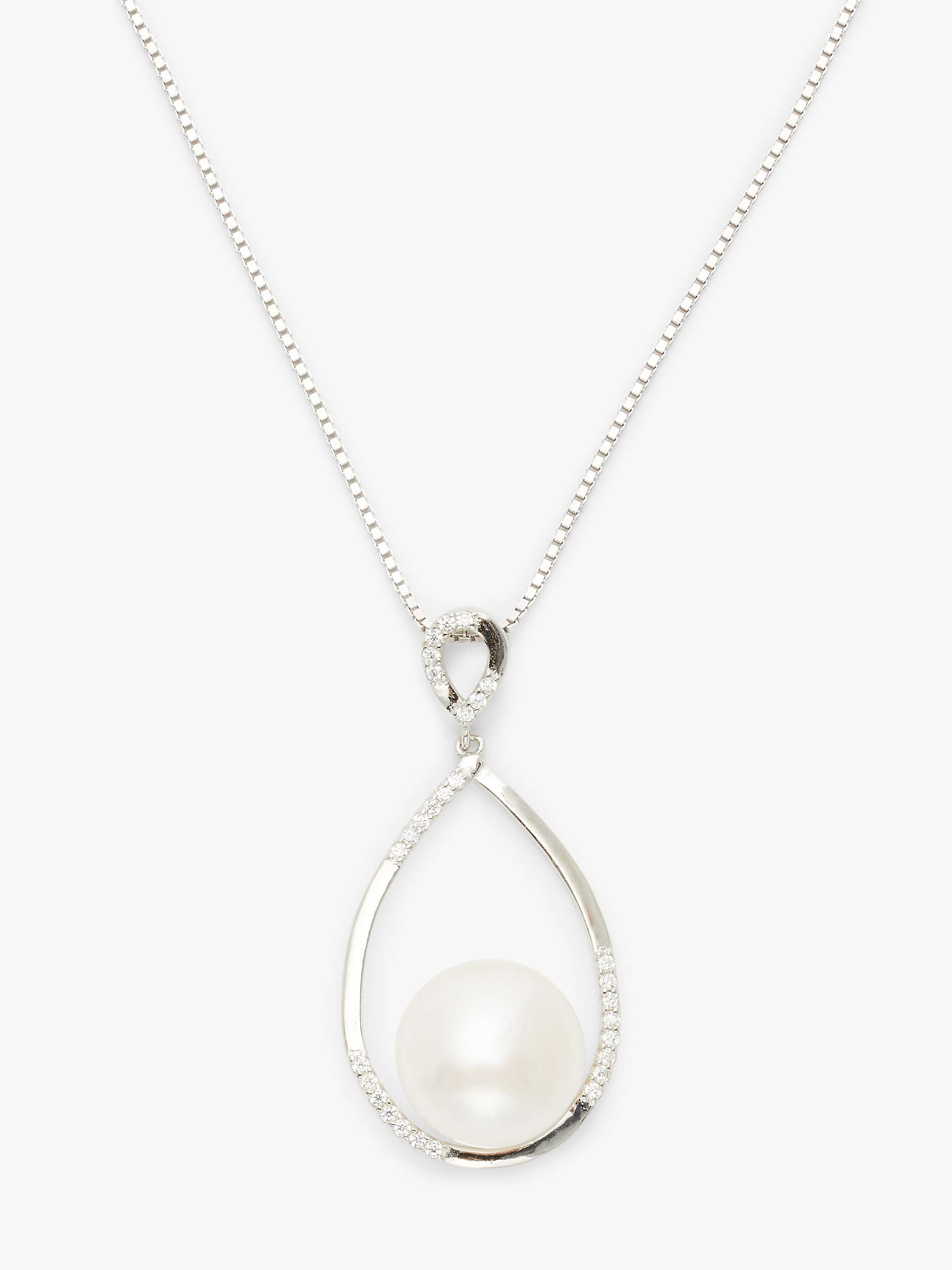 Buy Lido Freshwater Pearl & Cubic Zirconia Teardrop Pendant Necklace, Silver Online at johnlewis.com
