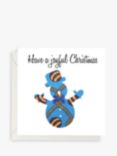 AfroTouch Design Snowman Blue Christmas Card