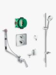 Hansgrohe Square Valve with Raindance Select Hand Shower Rail Kit and Bath Exafill, Chrome