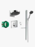 Hansgrohe Rainfinity 250 Overhead & Select Adjustable Hand Shower Rail Kit with Square Thermostatic Shower Mixer, Chrome