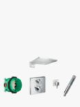 Hansgrohe Raindance 300 Square Overhead and Baton Hand Shower with Thermostatic Shower Mixer, Chrome