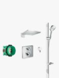 Hansgrohe Raindance Select Adjustable Hand Shower Rail Kit with Square 300 Overhead and Square Thermostatic Shower Mixer, Chrome