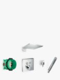 Hansgrohe Raindance 300 Square Overhead and Baton Hand Shower with Square Select Thermostatic Shower Mixer, Chrome