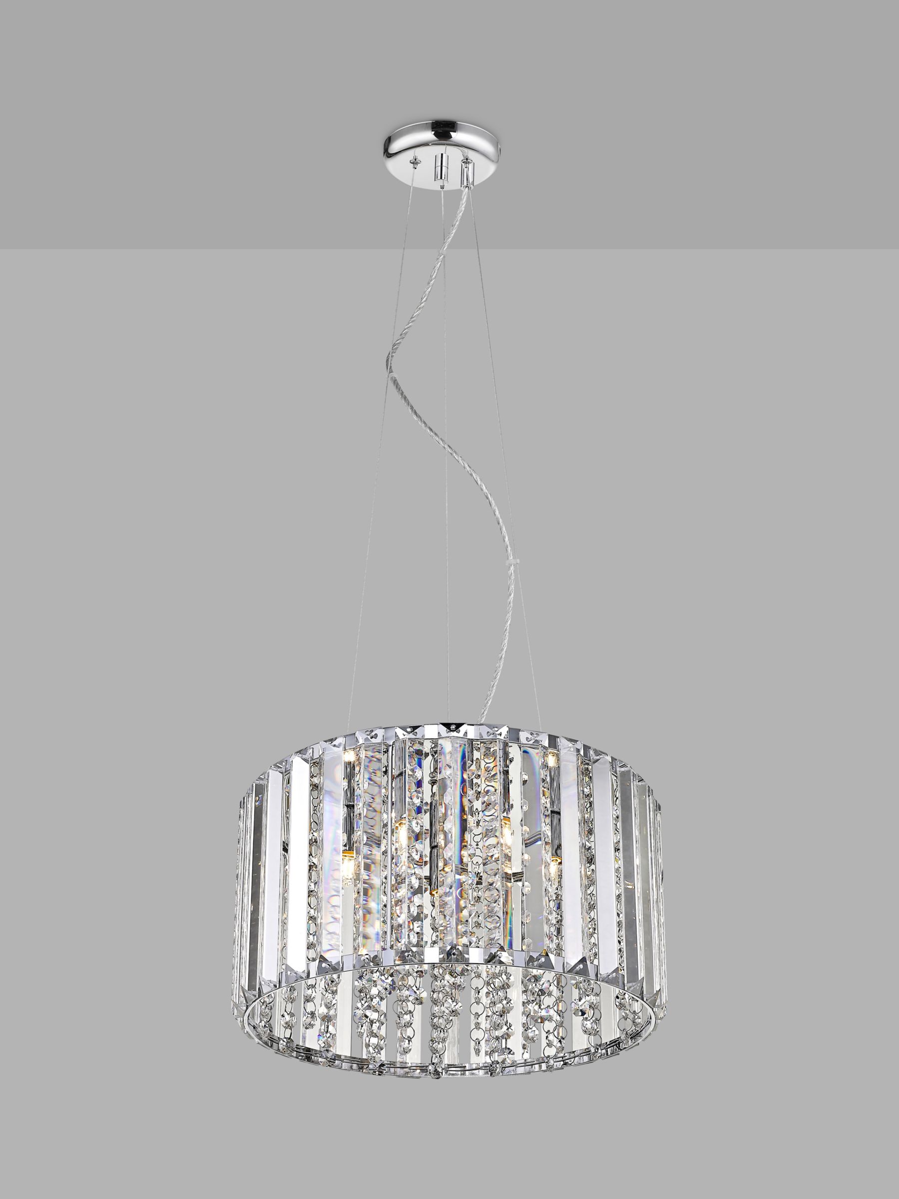 Photo of Impex diore crystal pendant ceiling light small clear/chrome