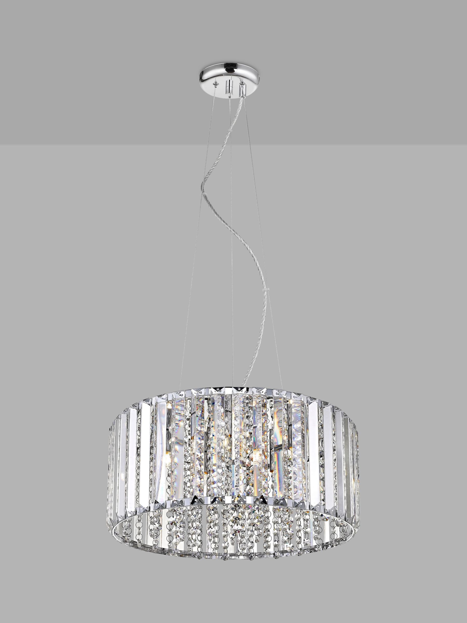Photo of Impex diore crystal pendant ceiling light large clear/chrome