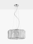 Impex Diore Crystal Pendant Ceiling Light, Clear/Chrome