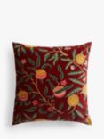 Morris & Co. Velvet Fruit Cushion, Indigo / Slate, Madder/Bayleaf