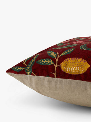 Morris & Co. Velvet Fruit Cushion, Madder / Bay