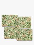 William Morris Gallery Honeysuckle Cork-Backed Melamine Placemats, Set of 4, Green/Multi