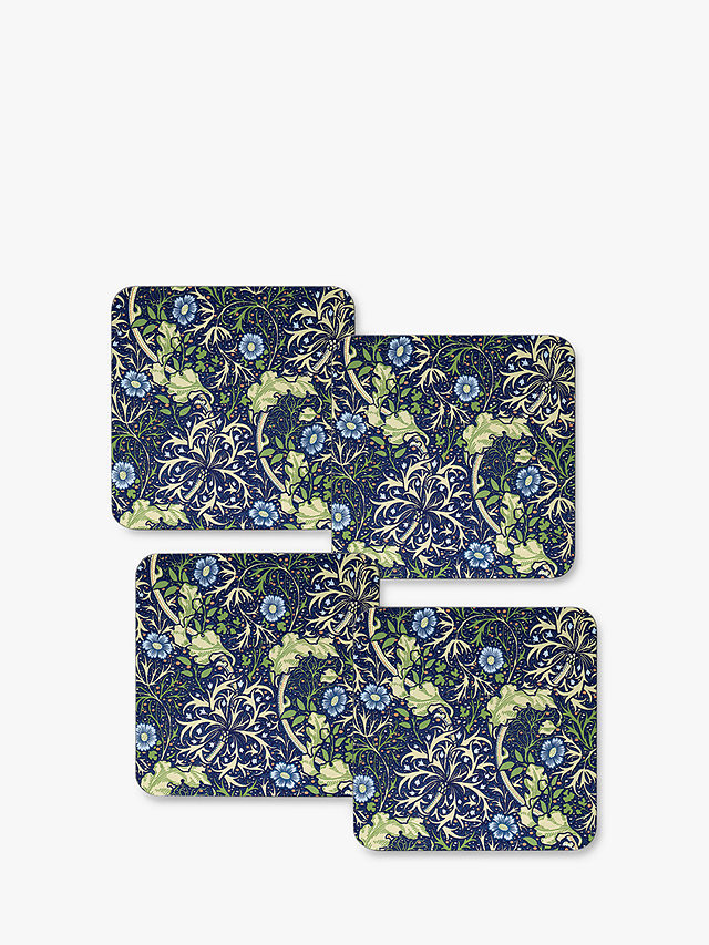 William Morris Gallery Seaweed Cork-Backed Melamine Coasters, Set of 4 ...