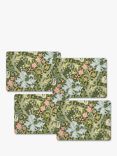 William Morris Gallery Golden Lily Cork-Backed Melamine Placemats, Set of 4, Green/Multi