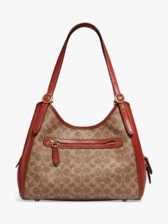Coach Brown/Beige Signature Coated Canvas and Leather Hadley Hobo Coach