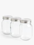John Lewis Leckford Farm Glass Storage Jars, Set of 3, 500ml, Clear