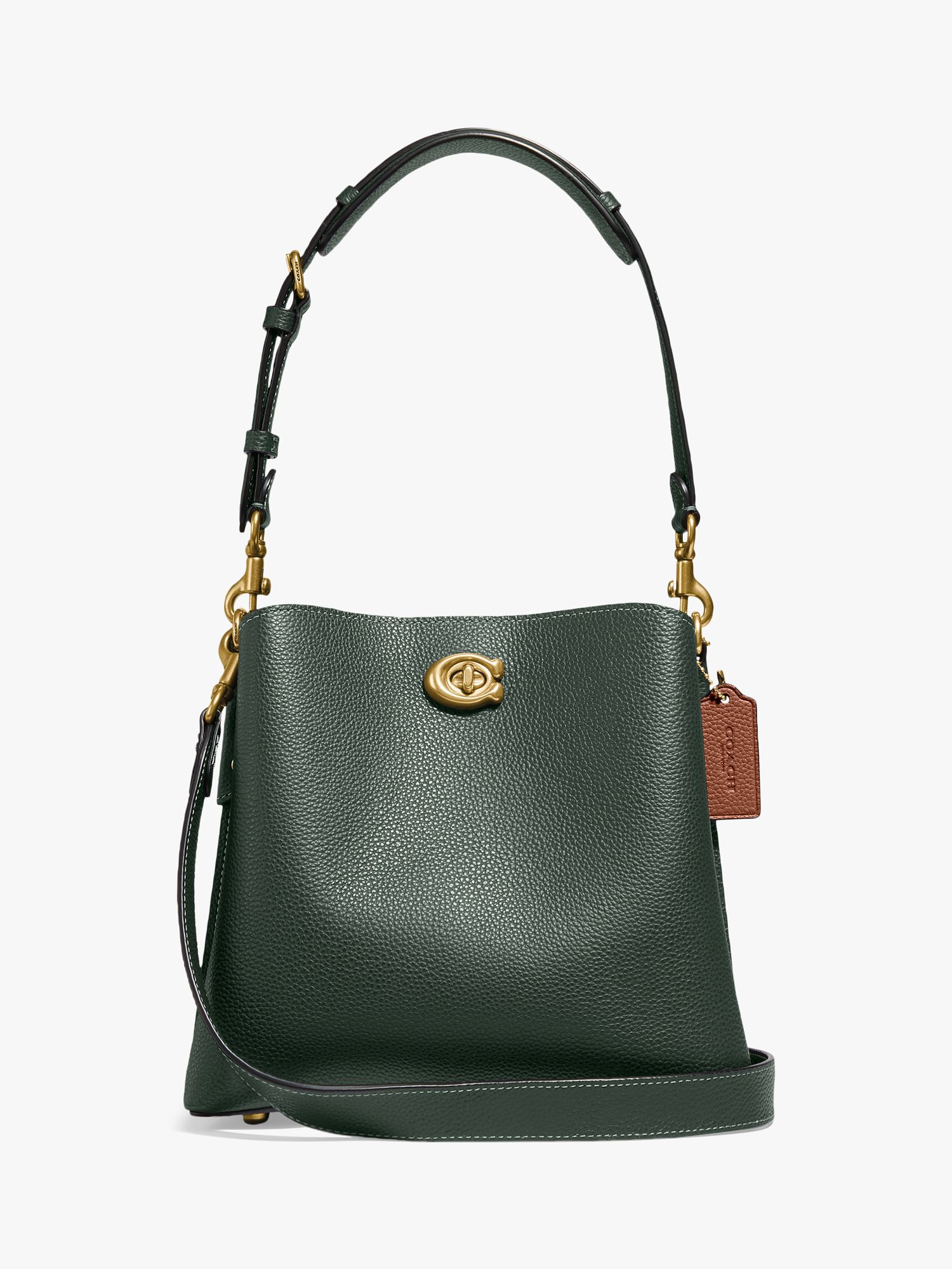 Coach Willow Leather Bucket Bag, Amazon Green at John Lewis & Partners