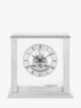 London Clock Company Roman Numeral Skeleton Mantel Clock, Brushed Chrome