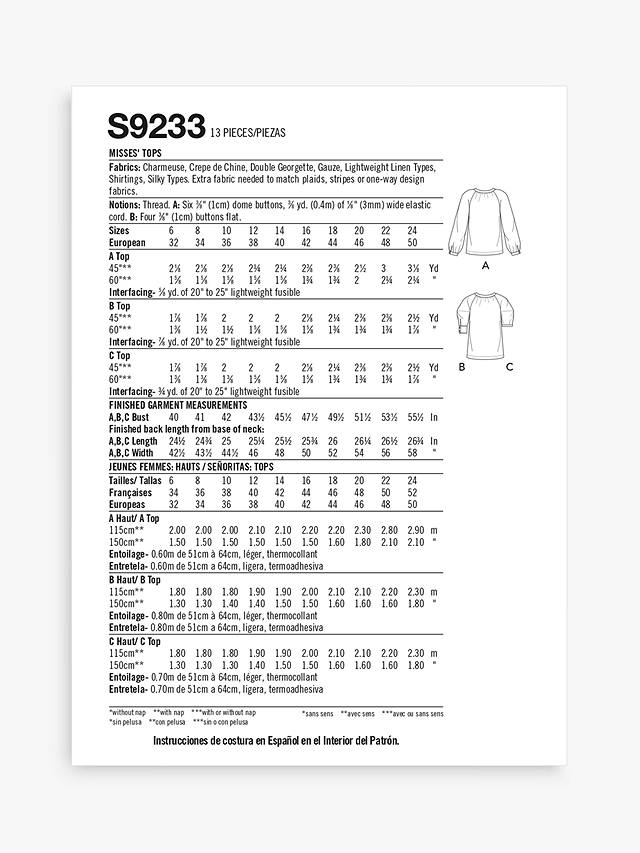 Simplicity Misses' Top Sewing Pattern S9233, H5