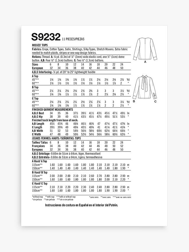 Simplicity Misses' Blouse Sewing Pattern S9232, H5