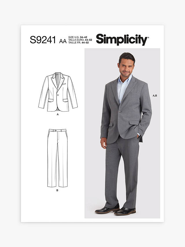 Simplicity Men's & Boys' Fitted Jacket and Trousers Sewing Pattern, S9241, AA