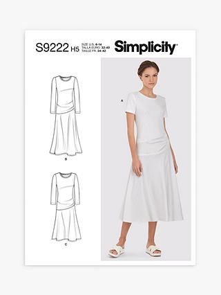 Simplicity Misses' Asymmetrical Draped Dress Sewing Pattern, S9222, H5