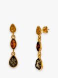 Be-Jewelled Triple Amber Drop Earrings, Gold